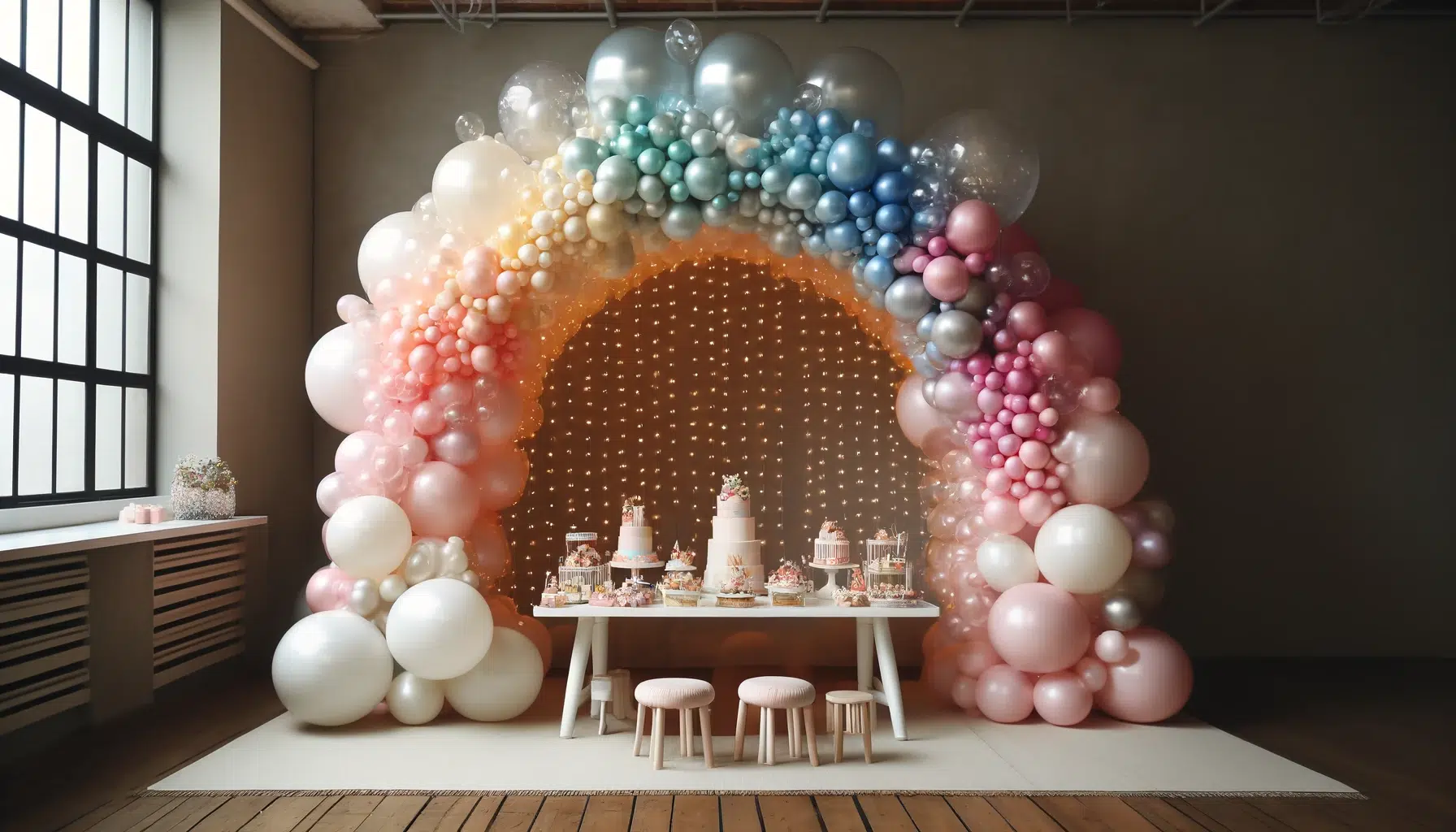 Globologia Decoracion Globos, rainbow balloon art